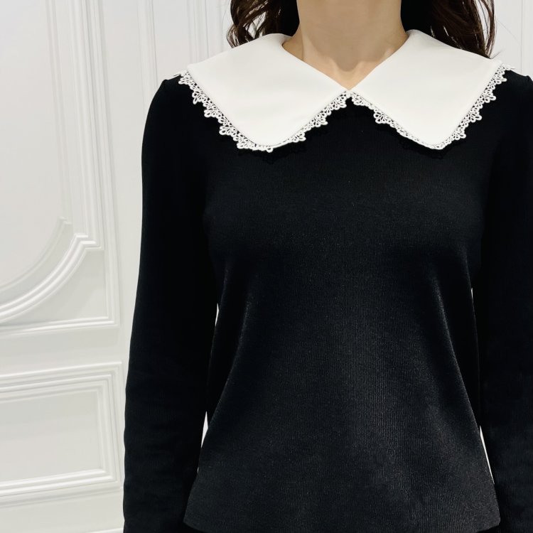 Aveniretoile スカラップカラーニットプルオーバー36 セーラーカラーニットプルオーバー《WINTER KNIT COLLECTION》