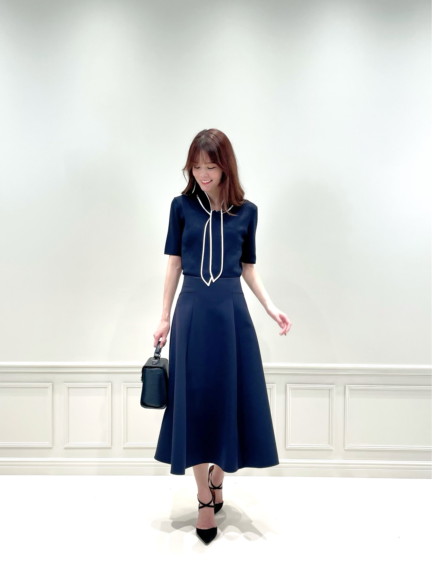 アベニールエトワール 紺 スカート - ひざ丈スカート