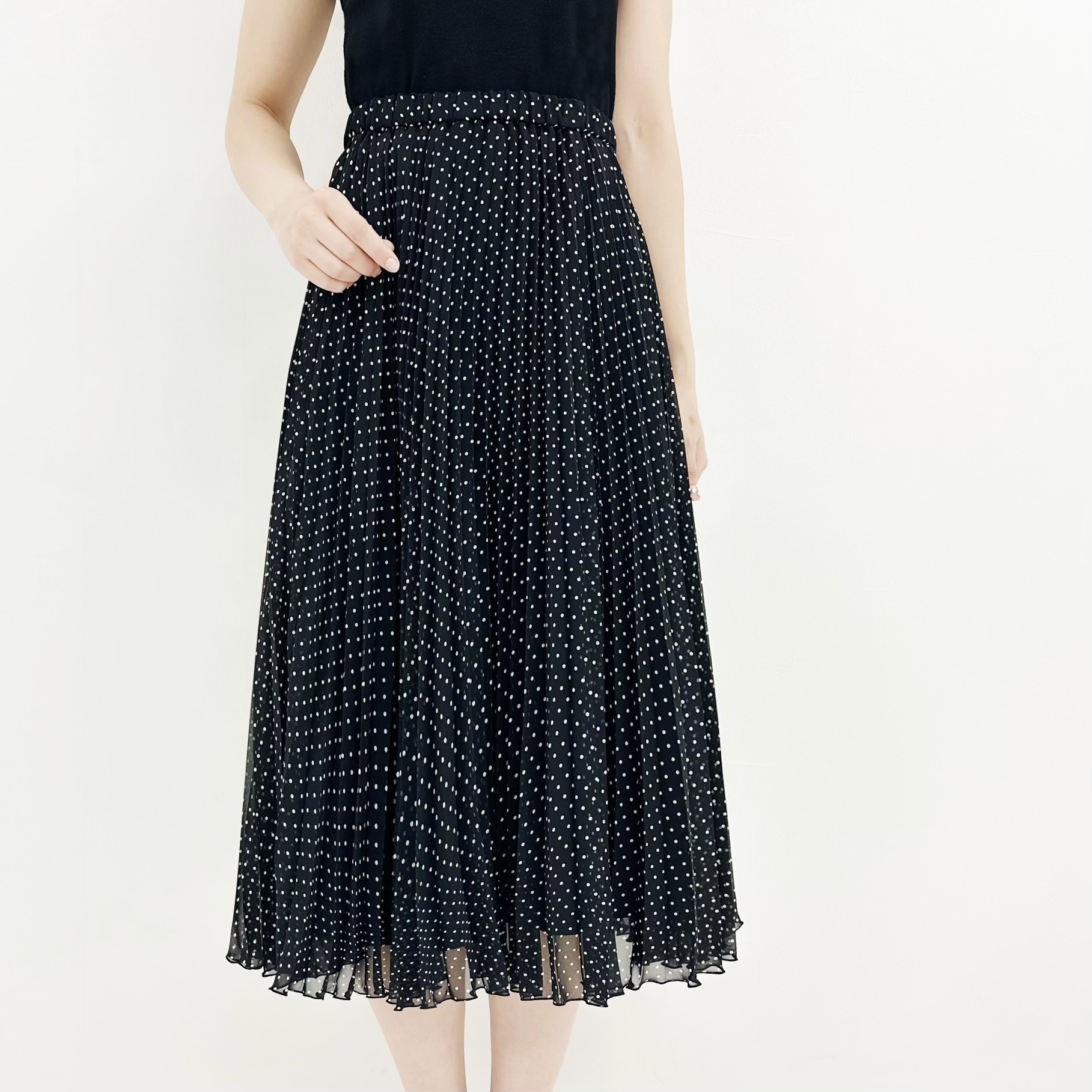 新品★Aveniretoile★アベニールエトワール★スカート★ドット★黒 新作入荷情報〈ドットプリントプリーツスカート〉 | m-i-d