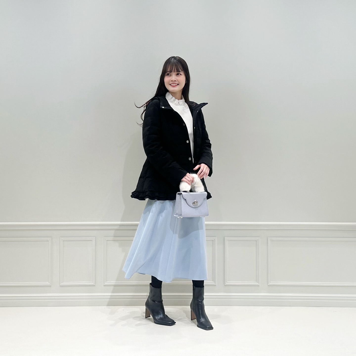 AVENIRETOILE ジャガードタックペプラムブラウス サックス