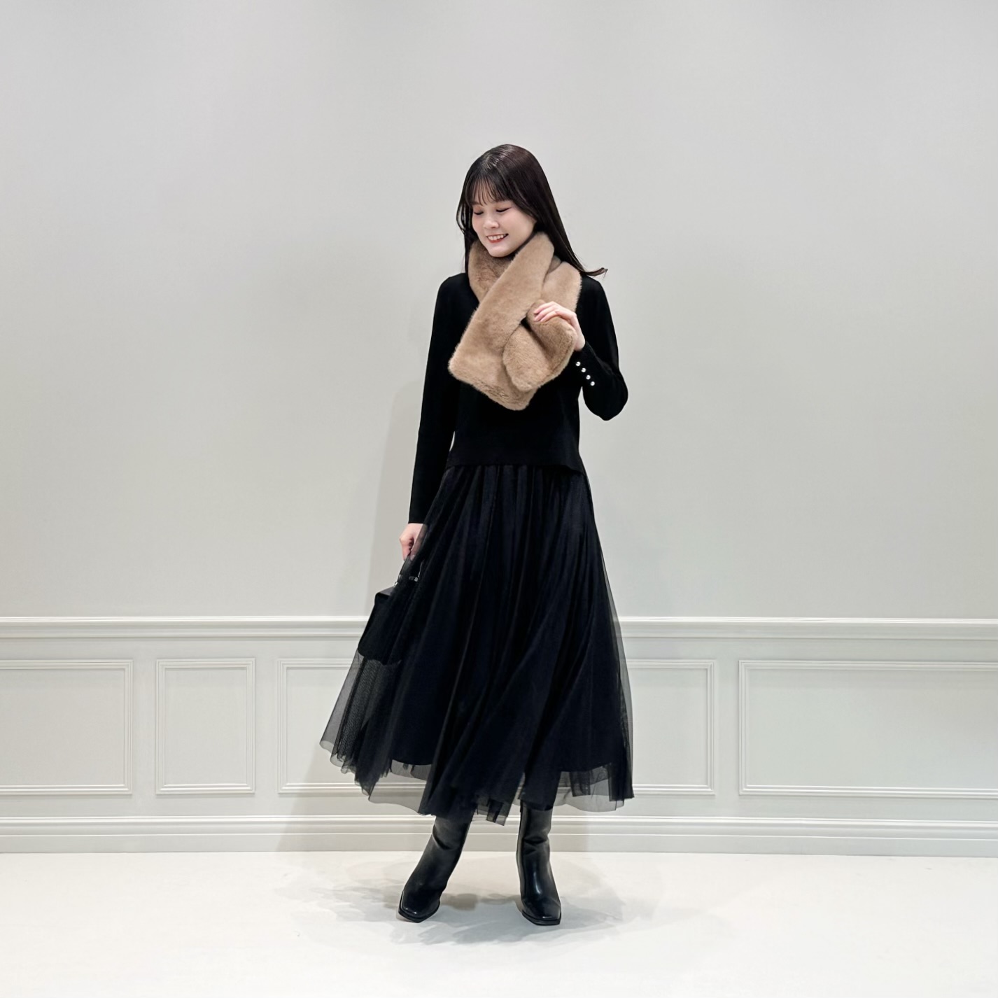 インスタライブ着用】冬の主役は新色モカ♡冬の洗練フェミニンブラック