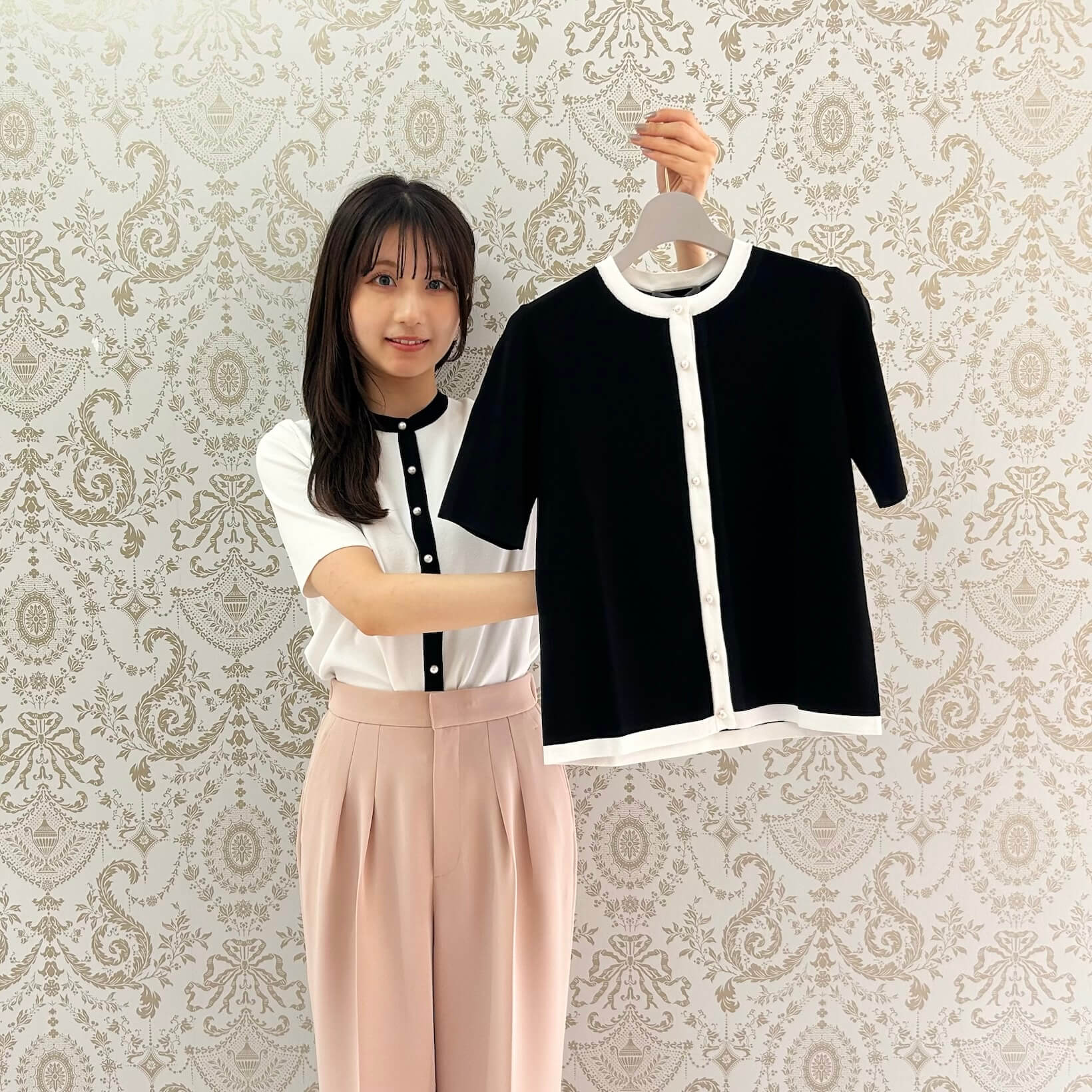 AVENIRETOILE UVカットバイカラー半袖ニットカーディガン36 今週末の要CHECKアイテム！ / UVカットバイカラー半袖ニット