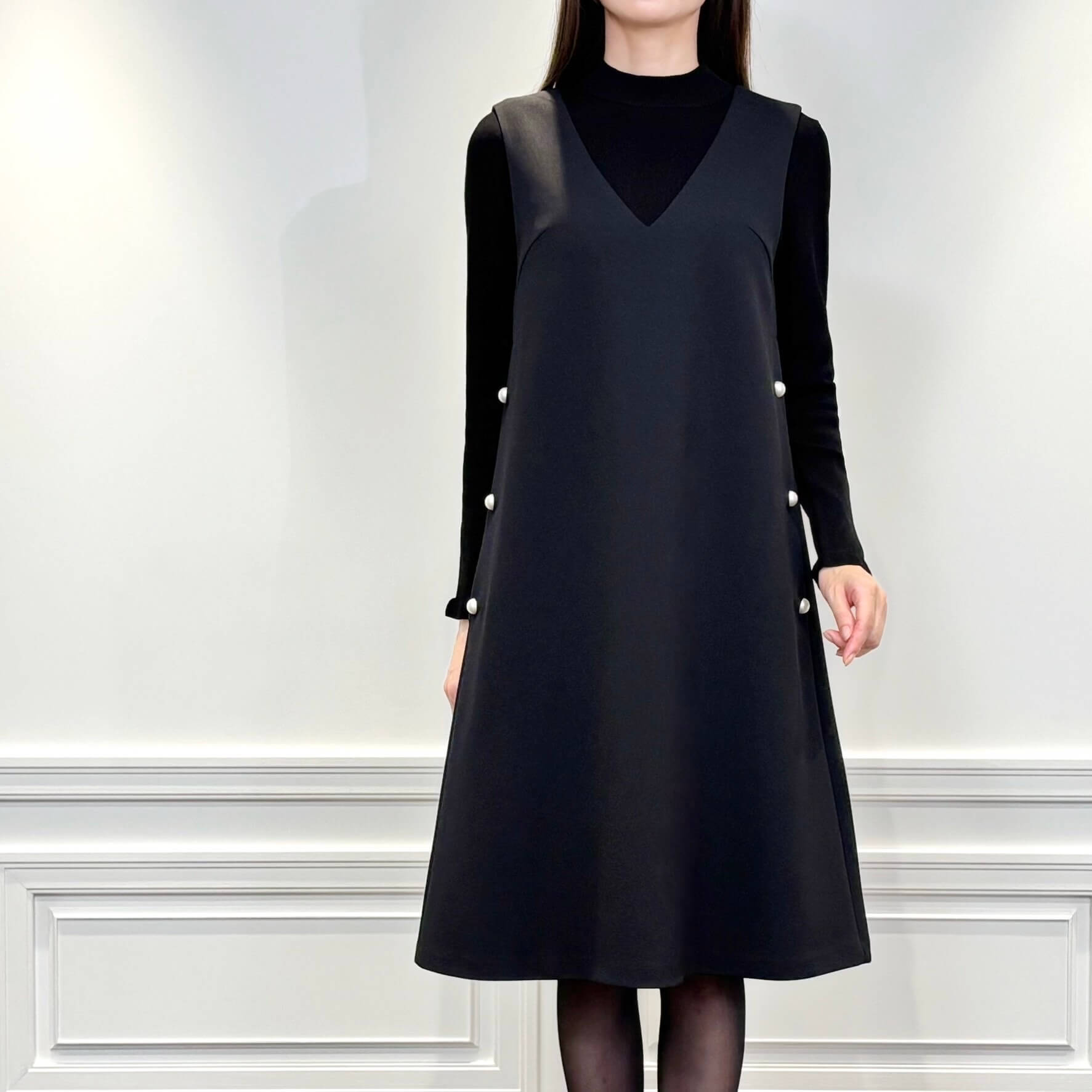 hue day to evening/ワンサイドパールジャンパースカート/36 hue day to evening ワンサイド パールジャンパースカート 36