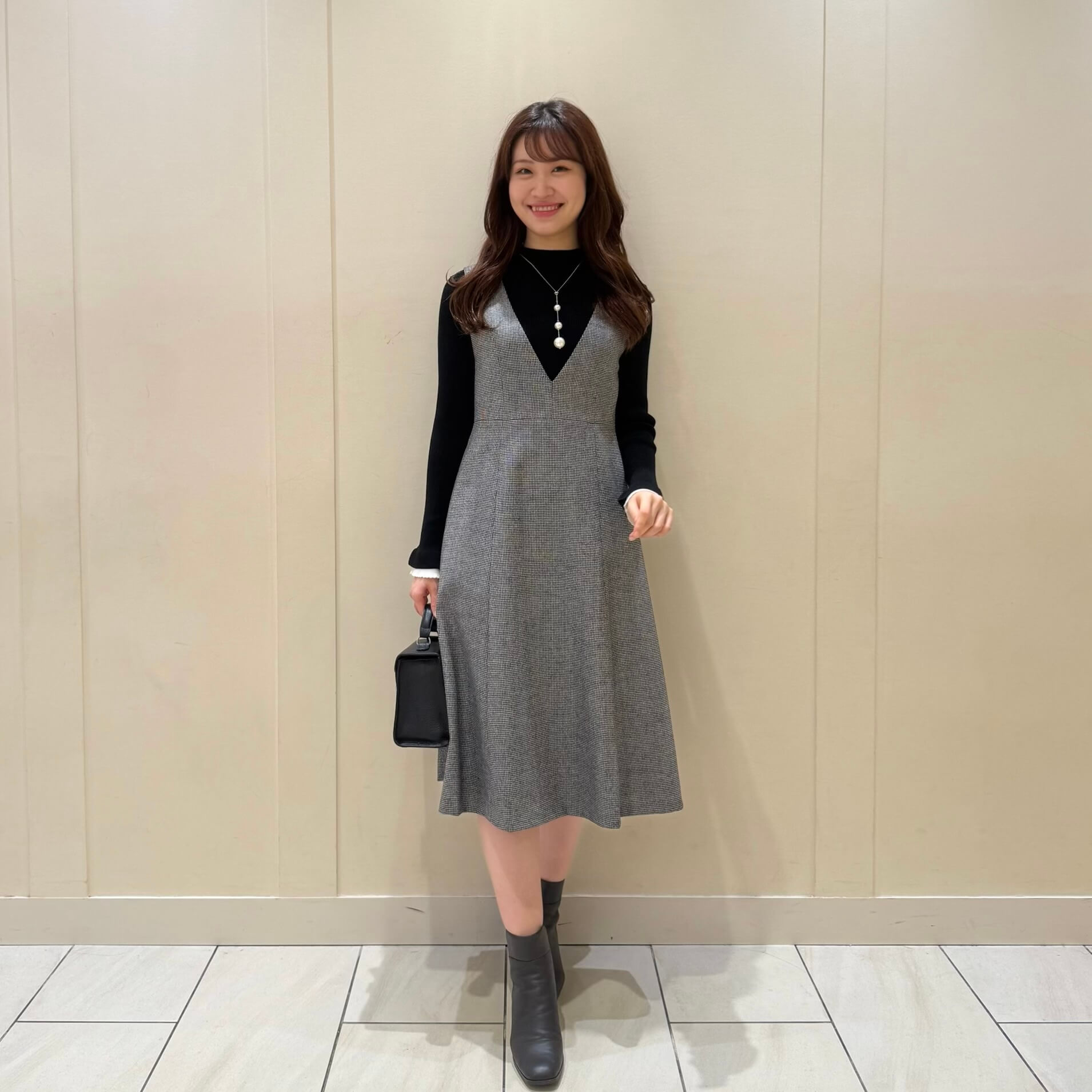 秋冬の定番♡クラシカルな千鳥格子ジャンスカでつくる大人