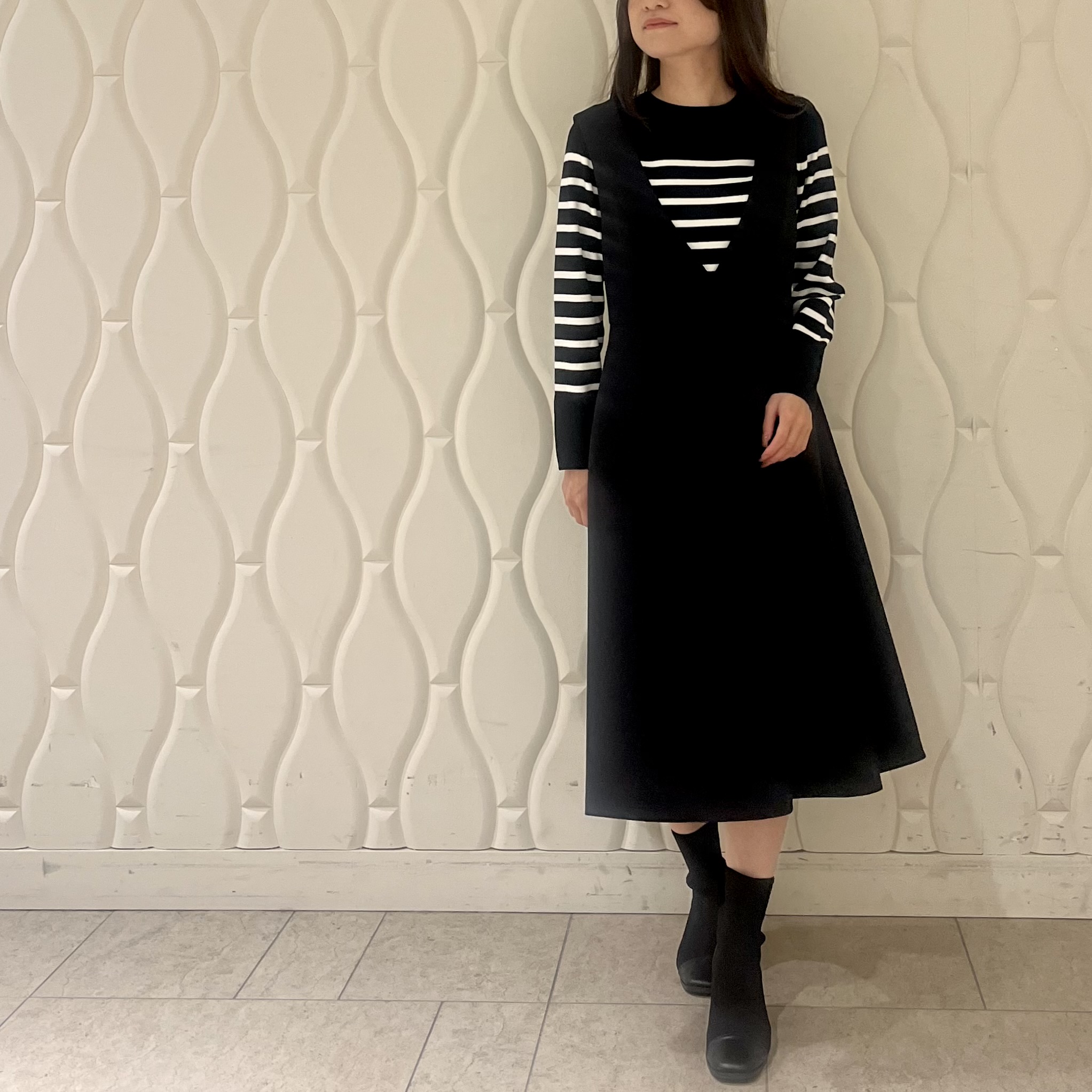 バスカヴィル　コテカ 低身長/小柄のスタイルアップ術】ボーダー×ジャンスカで叶える