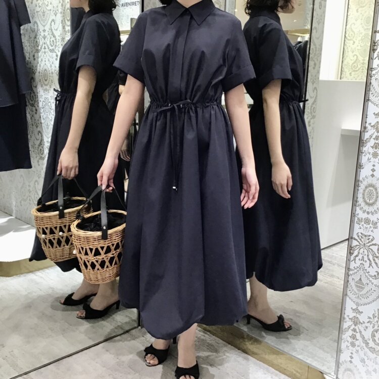 ♡極美品♡ アベニールエトワール ジャガードギャザー切替ワンピース ブラック 新作入荷情報〈ジャガードギャザー切替ワンピース〉 | m-i-d