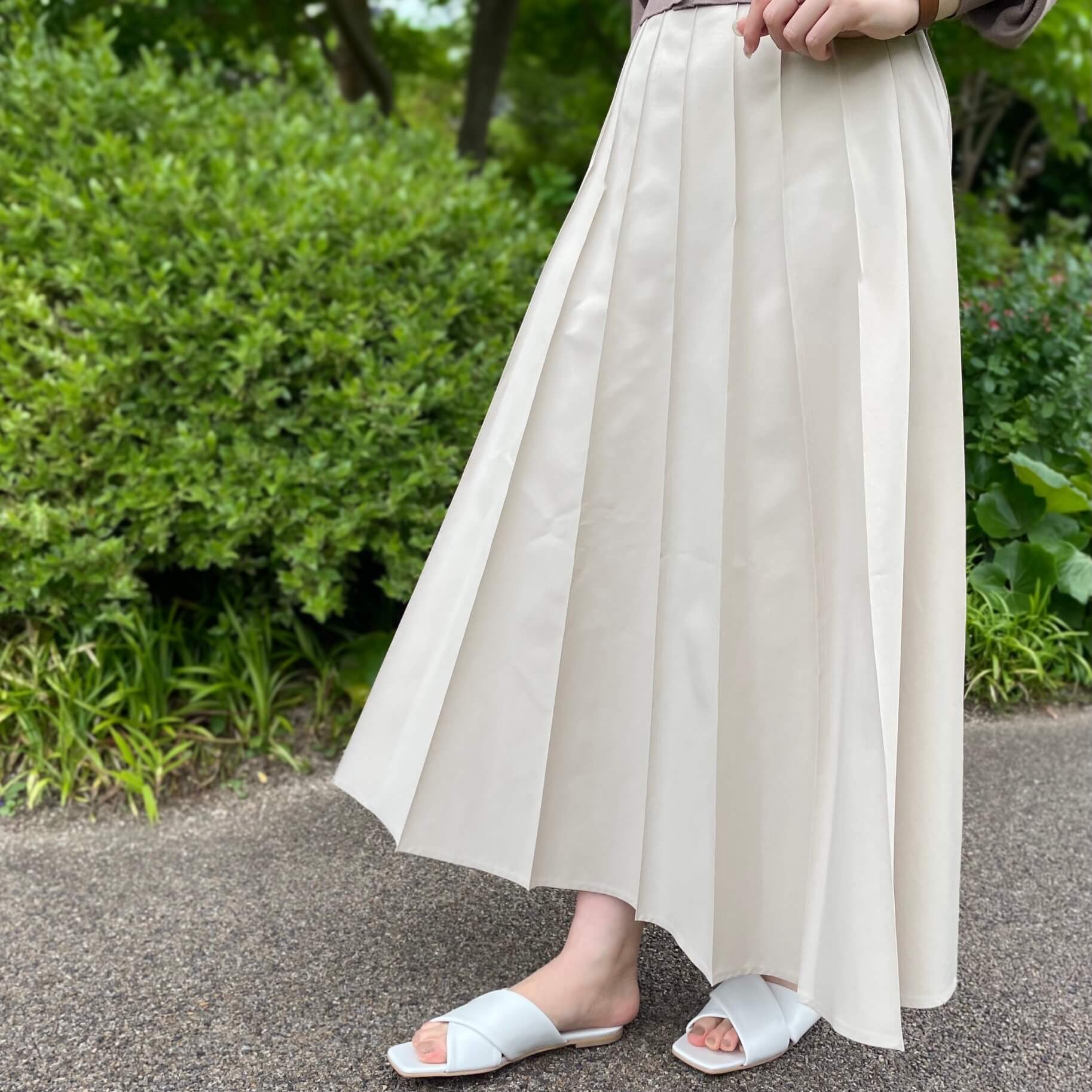 日本製 BLENHEIMブレンヘイム ピンタックデザインフレアスカート スカート