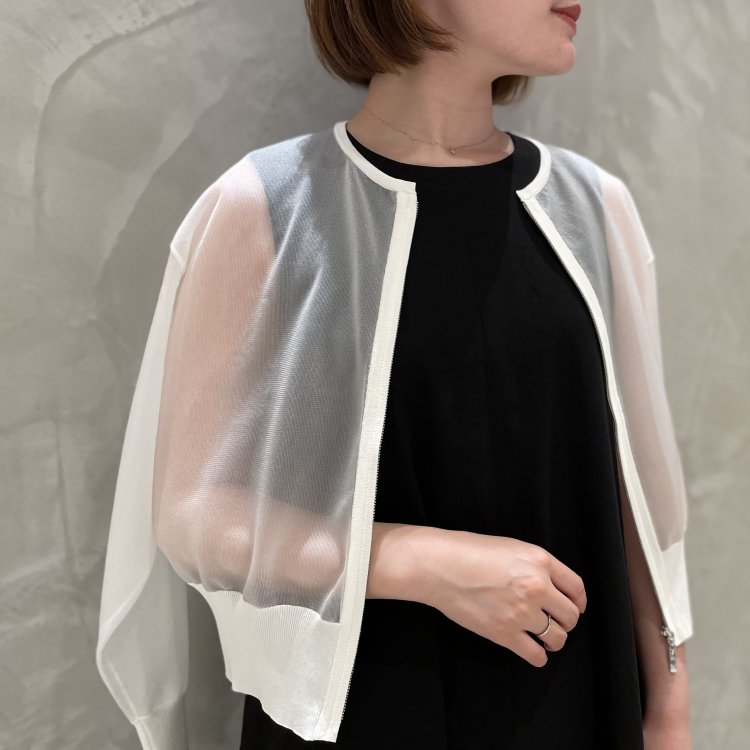 M-premier - 美品 ブレンヘイム ジップアップブルゾン風カーディガン FEW ITEMS / ＜ジップアップシアーニットカーディガン＞が残り