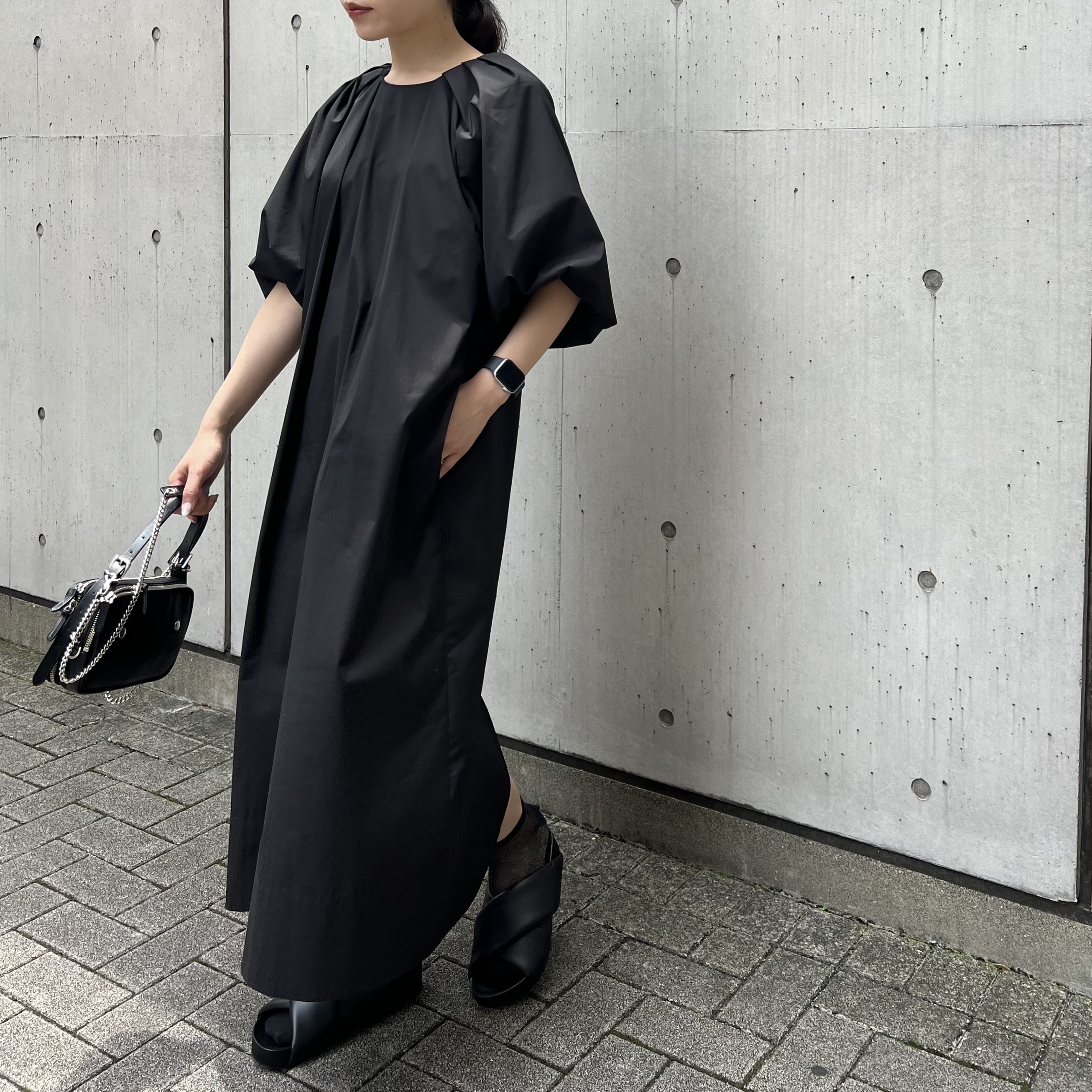 【ブランミク】ロング ワンピース ボリュームスリーブ バルーンスカート ブランミク】ロング ワンピース ボリュームスリーブ バルーン