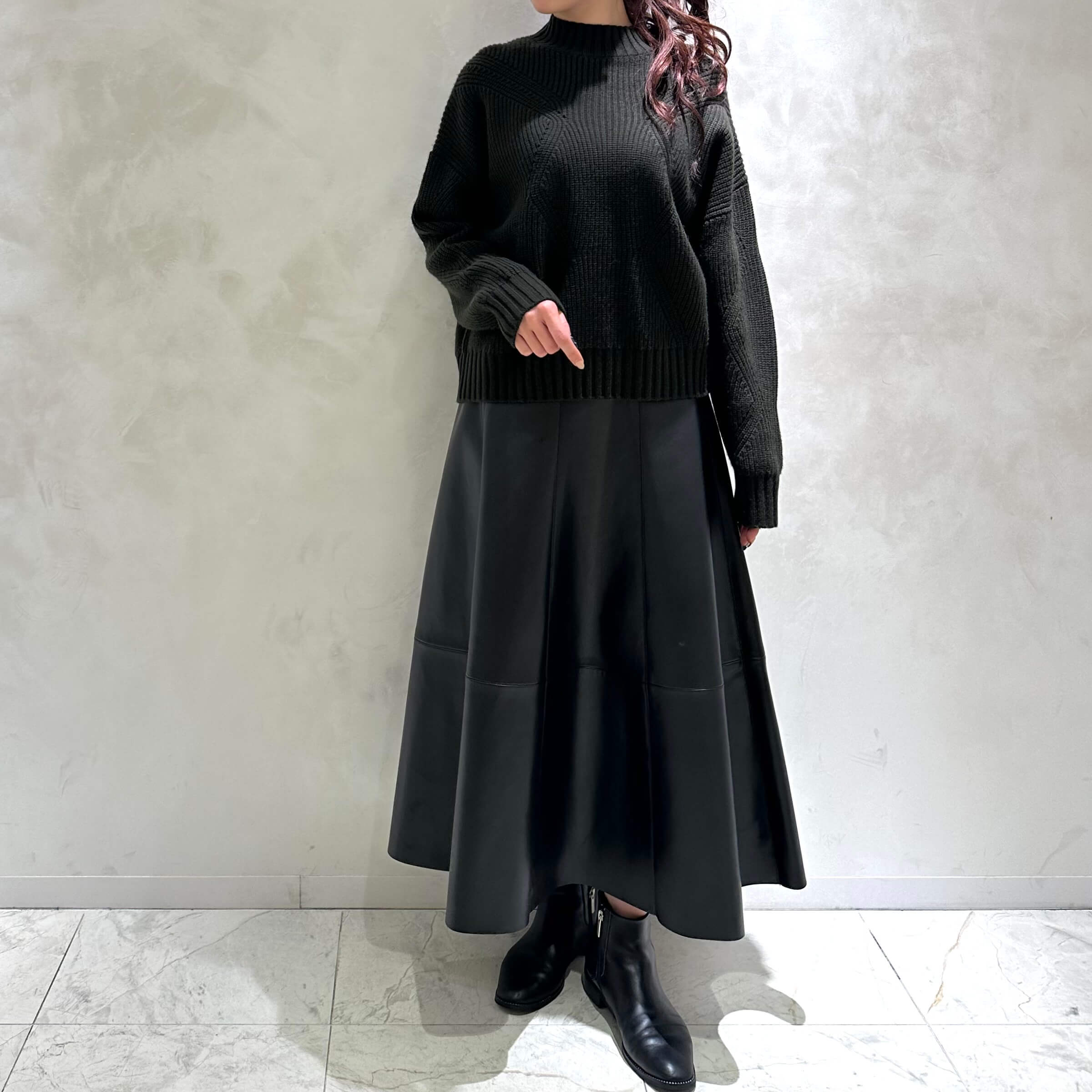 BLENHEIM ブレンヘイム フェイクラムスキンレザーロングスカート