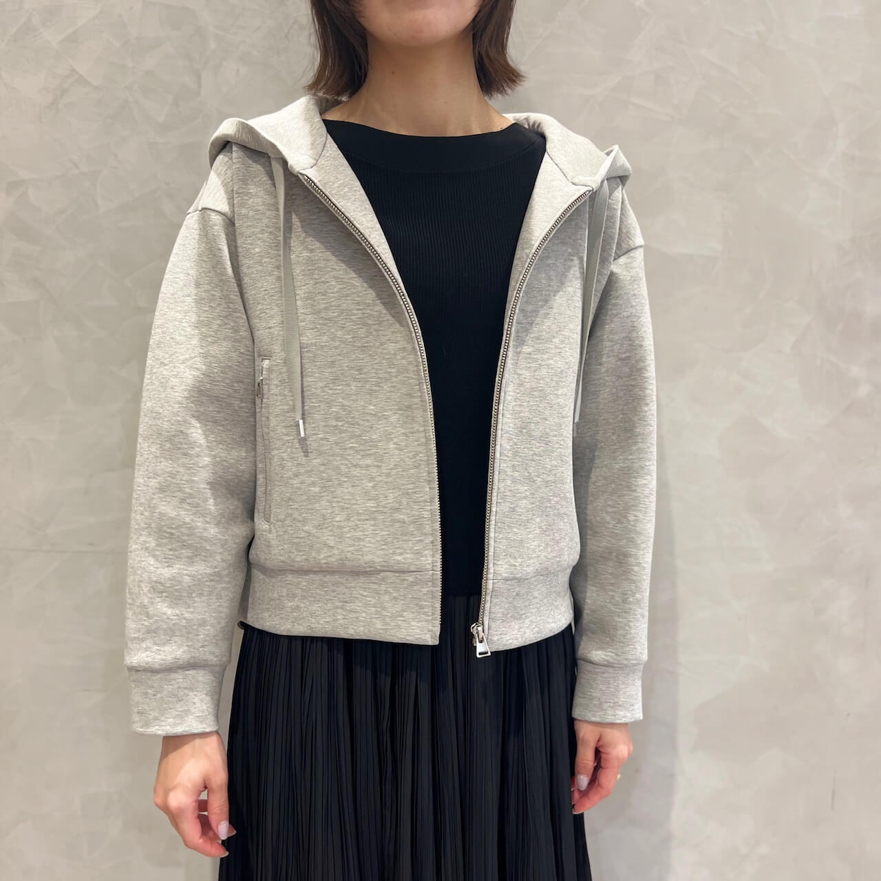 BLENHEIM ダンボールニットジップアップパーカー XS BHスタッフコーデ / 大人カジュアルな“ダンボールニットジップ