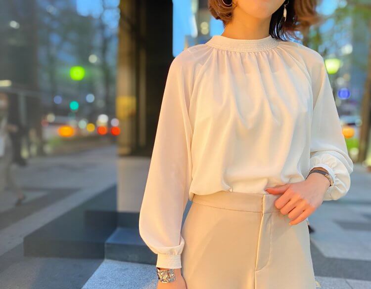特価 SALE SPECIAL /ステッチロールカラーギャザーブラウス m-i-d | シャツ/ブラウス(長袖/七分)