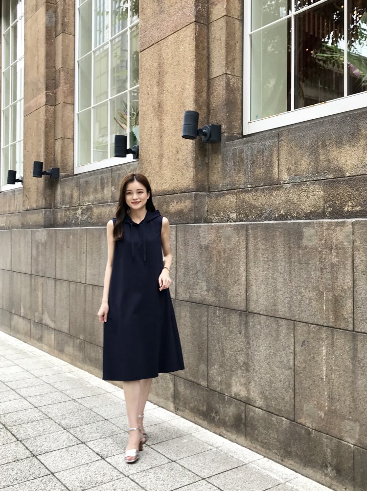 エムプルミエ　ワンピース　ネイビー　34 m,i,d, navy coordinate / リブニットドッキングティアード