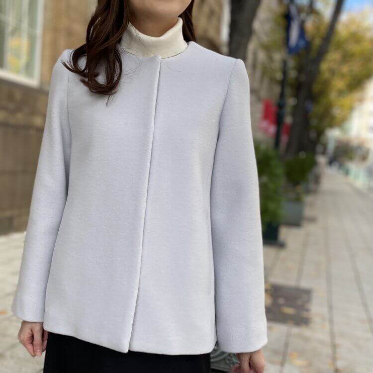 エムプルミエ M-Premier ウールダブルフェイスノーカラーコート 36