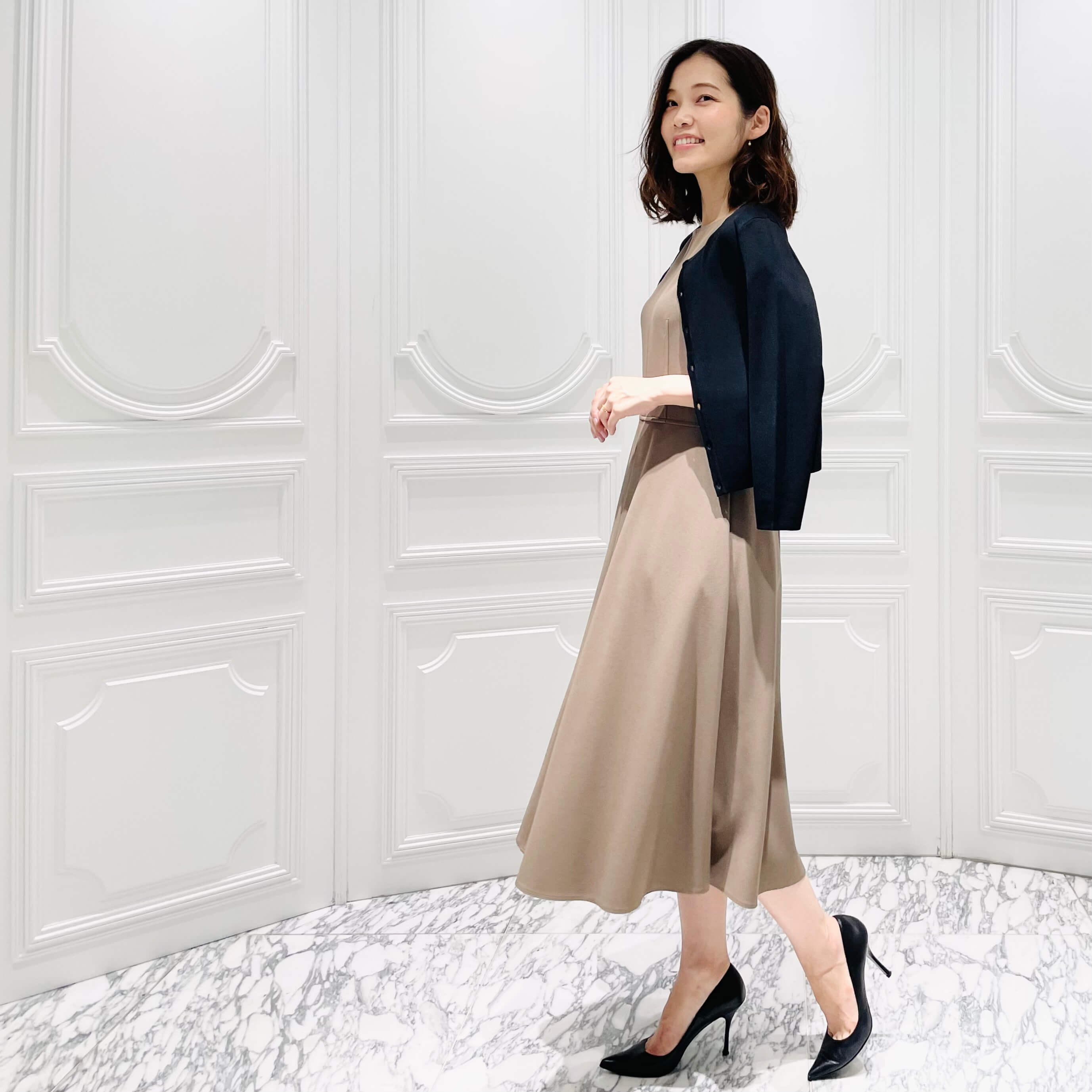 品格ある装いが叶う＜ジョーゼットダブルクロスワンピース＞がおすすめ