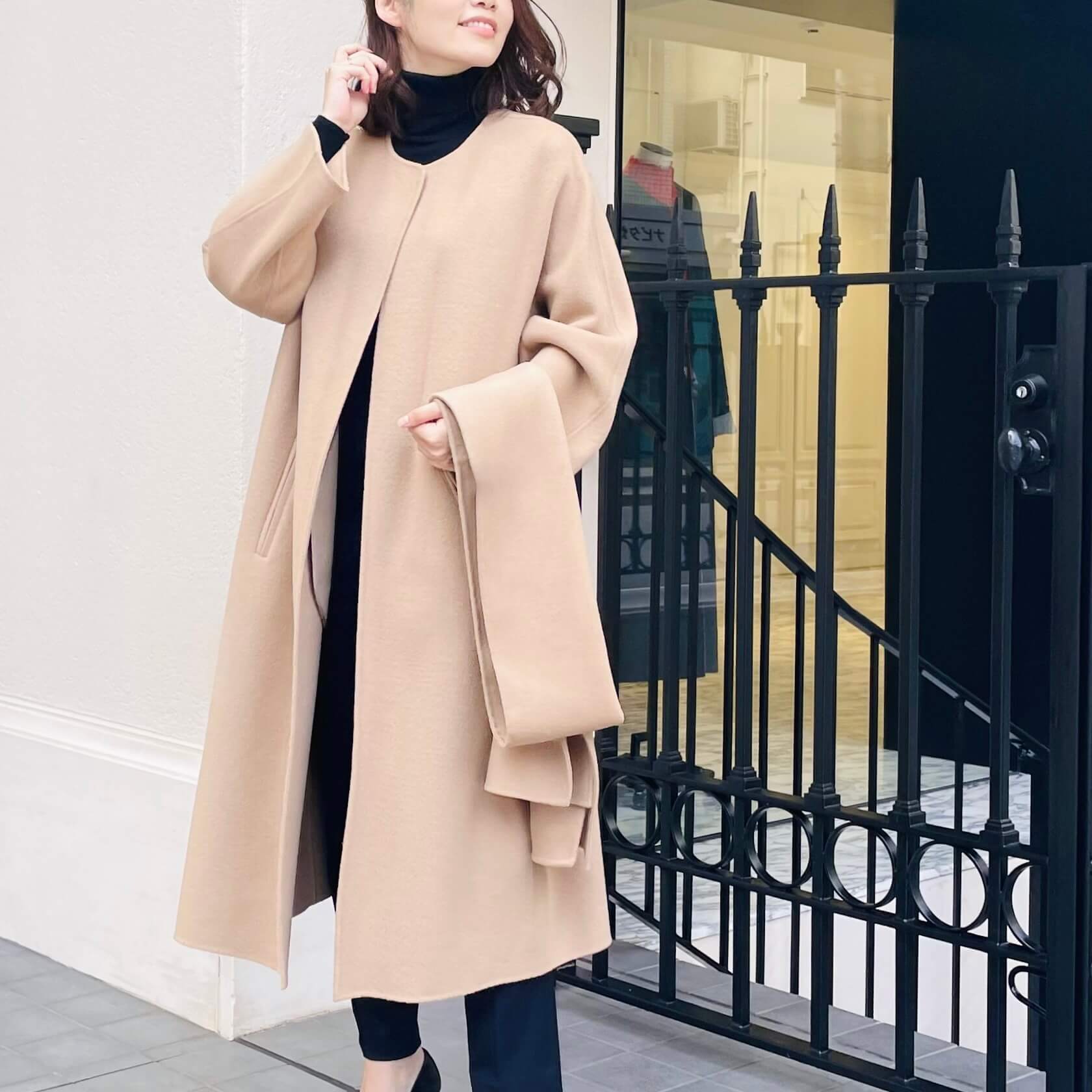 着回しバツグン！＜ストール付ロングリバーコート＞で幅広い