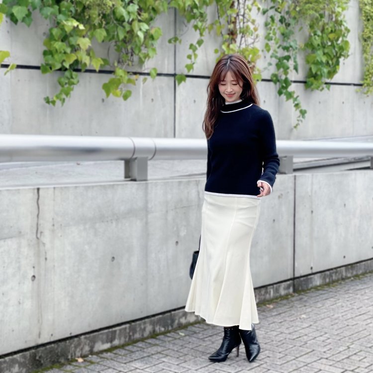 chimmy様　C6724 バイカラーニット×スカートコーデ おしゃれに冬映えするバイカラーニットコーデ | m-i-d | M-PREMIER