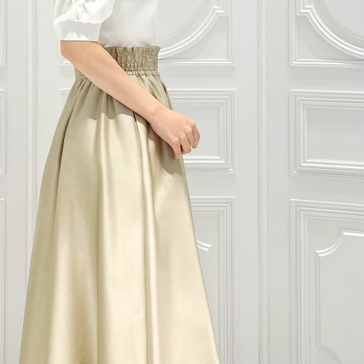 エムプルミエ/シャンパンカラースカート - ひざ丈スカート