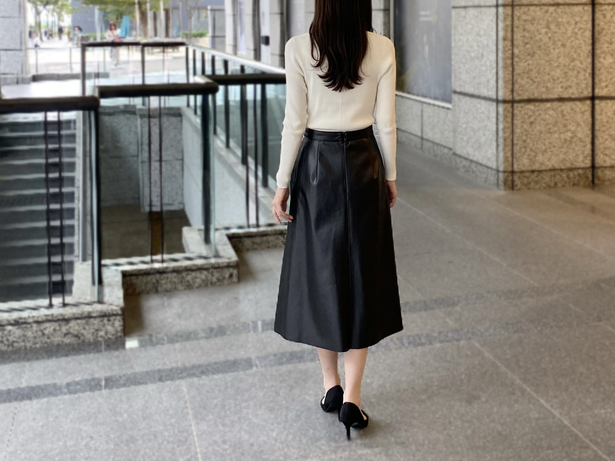 【お得100%新品】【ボウマロ様】M-PREMIER︎ 38フェイクラムスキンロングタイトスカート スカート