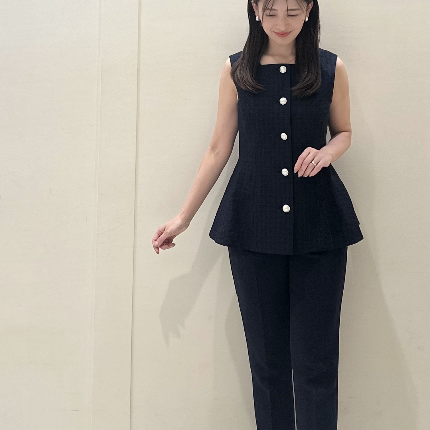 暑い夏を涼しく乗り切るには？】千鳥ジャガードペプラムジレの