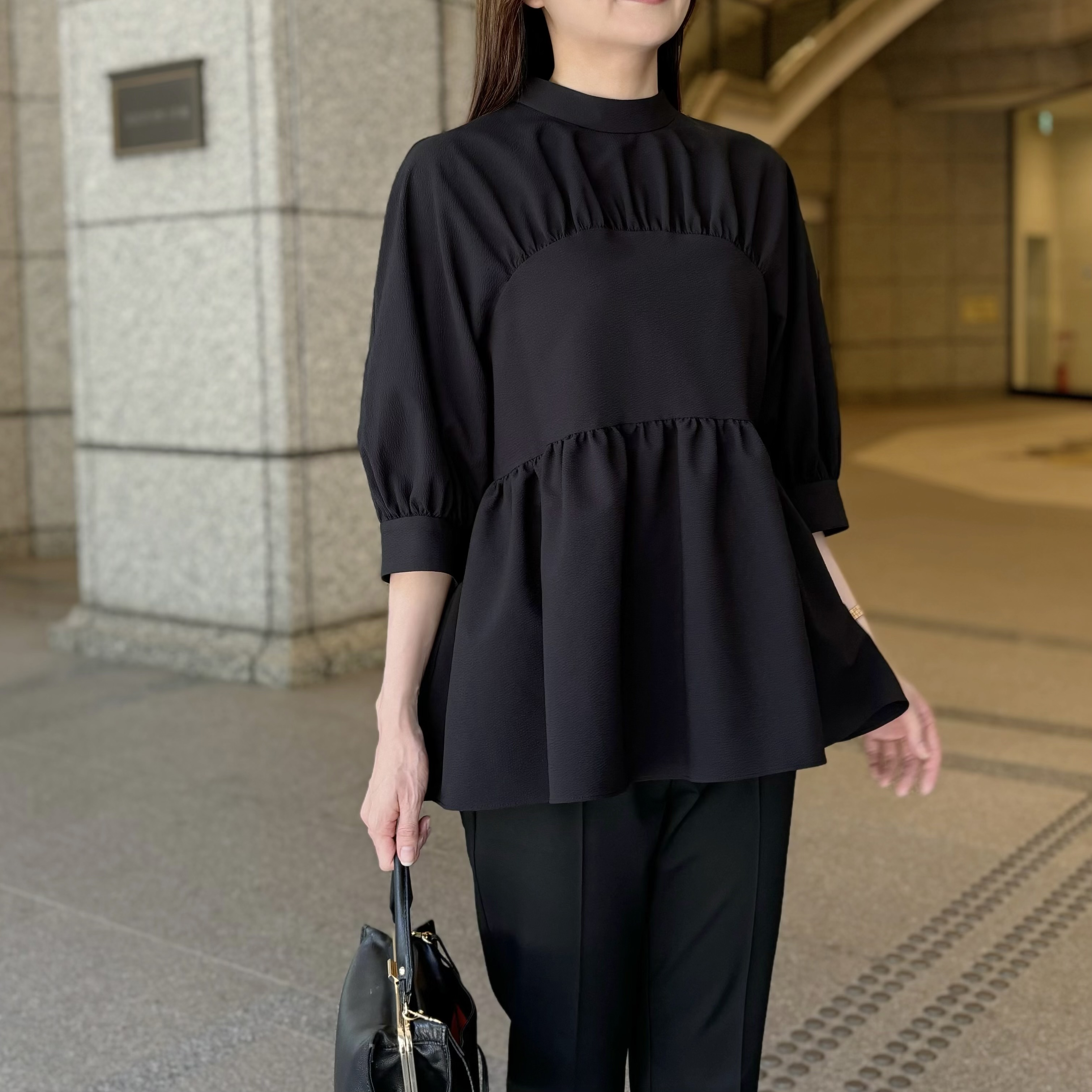 未使用級　今期　現行　エムプルミエブラック　ドッドプリントボウタイブラウス　34 ドットプリントボータイブラウス | m-i-d | M-PREMIER(エムプルミエ