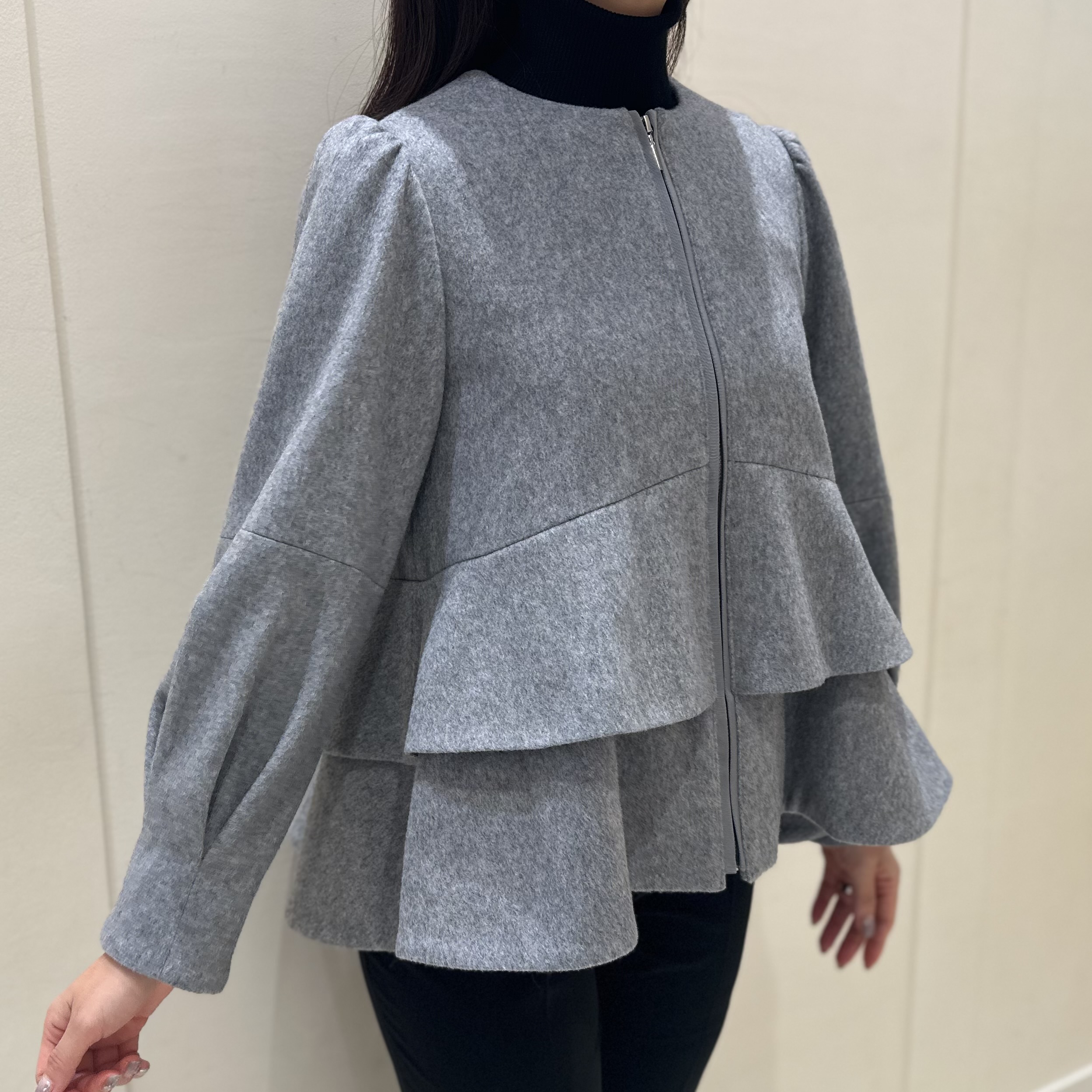 M-PREMIER m,i.d, navy ティアード ペプラム ジャコット m,i,d, navy coordinate / 限定“ティアードパプスリーブジャコット”ご