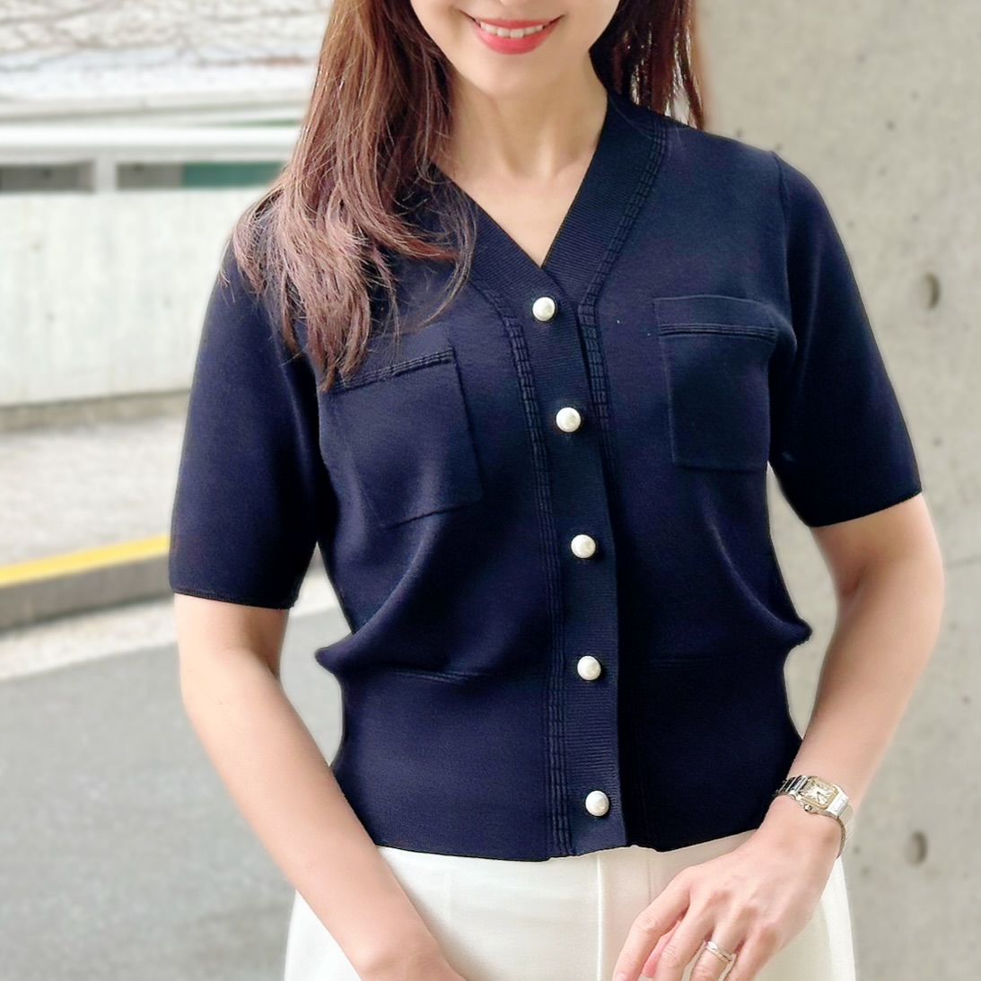 【再値下げしました❣️】エムプルミエ　カーディガン　ネイビー 再値下げしました❣️】エムプルミエ カーディガン ネイビー