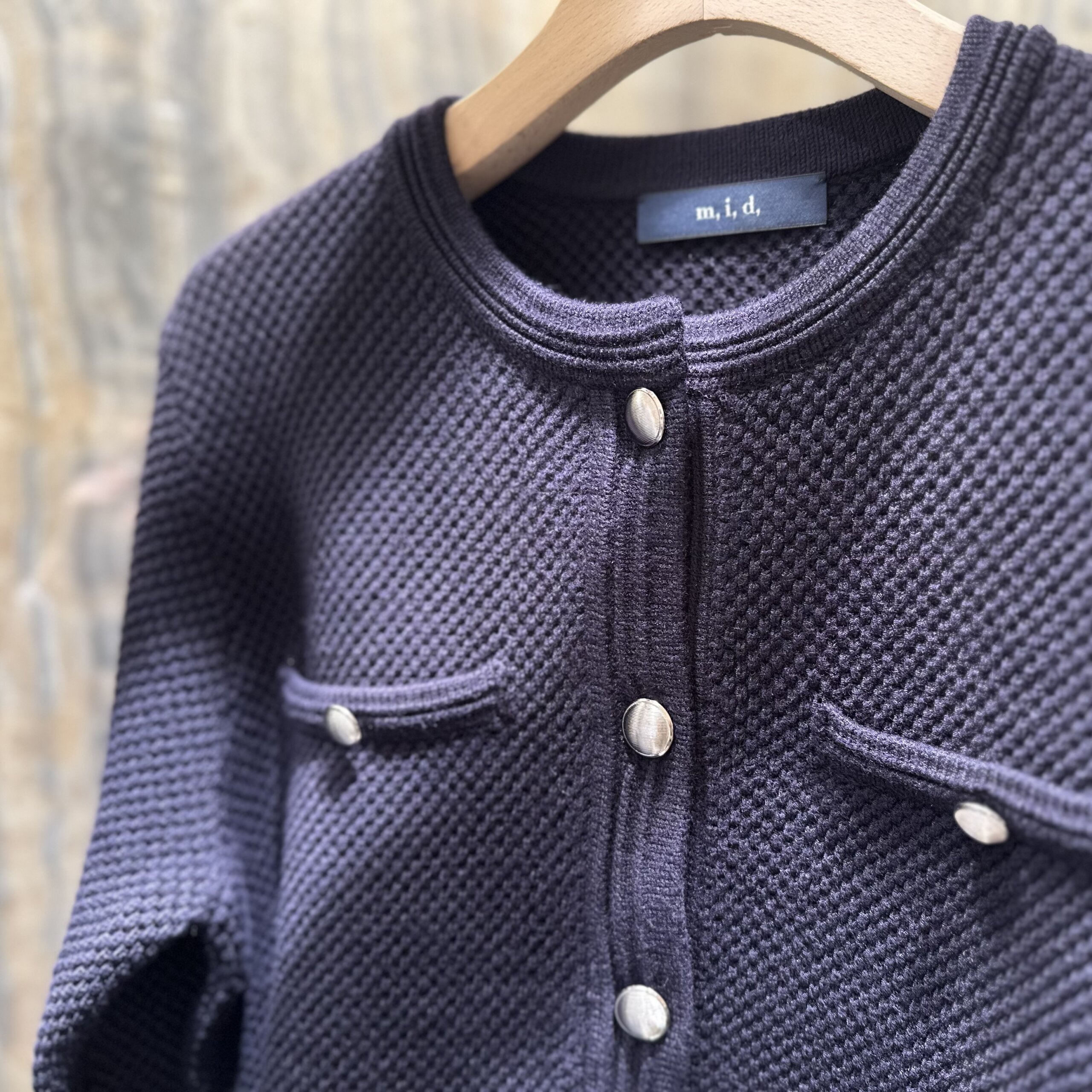 m,i,d, navy / ニットジャケットの限定カラーネイビーが入荷しました