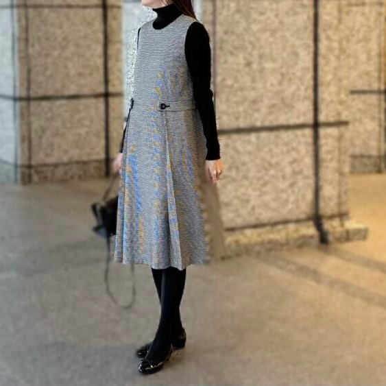 SALE 】品よく映える、クラシカル。千鳥格子ツイードの名品ワンピース