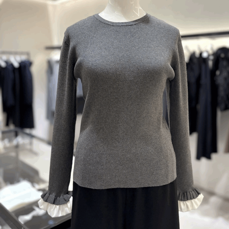 m,i,d, navy / フリルデザインカフペプラムニットジレが入荷いたしまし