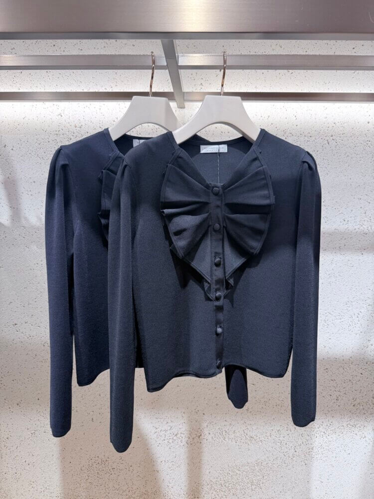 いつものカーディガンを更新！】立体フリル×コンパクト丈で楽しむ一着